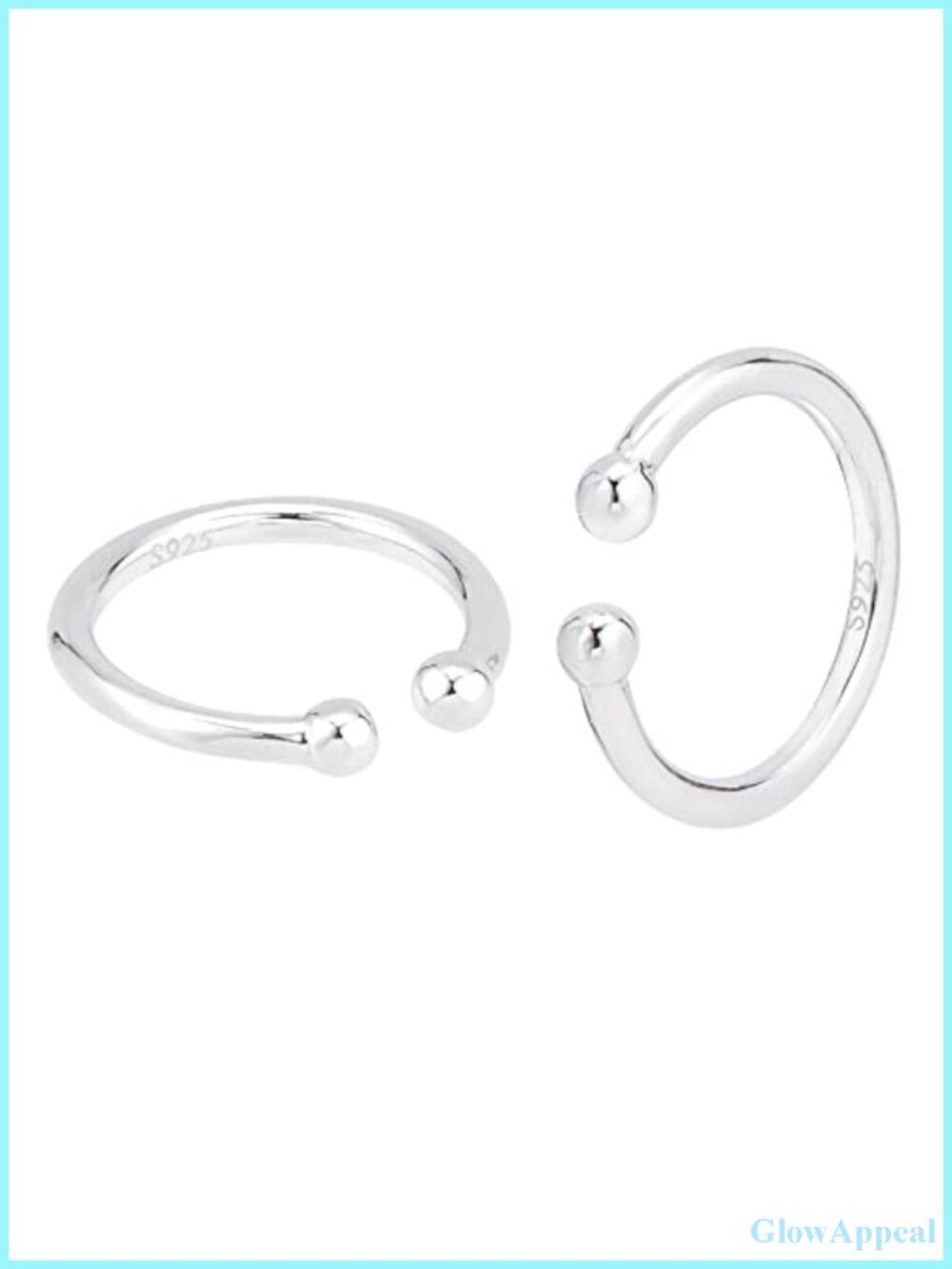 925 Sterling Silver Ear Cuff 18 Gauge Adjustable No Piercing Hoop Earrings